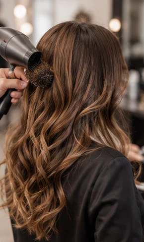 Piega e styling capelli in salone