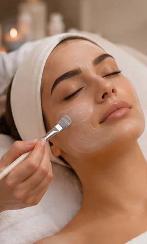 Trattamento skincare con maschera viso