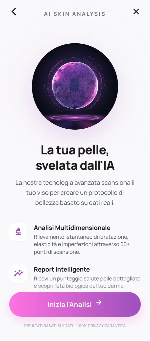 Schermata BeimBeauty: analisi della pelle con intelligenza artificiale